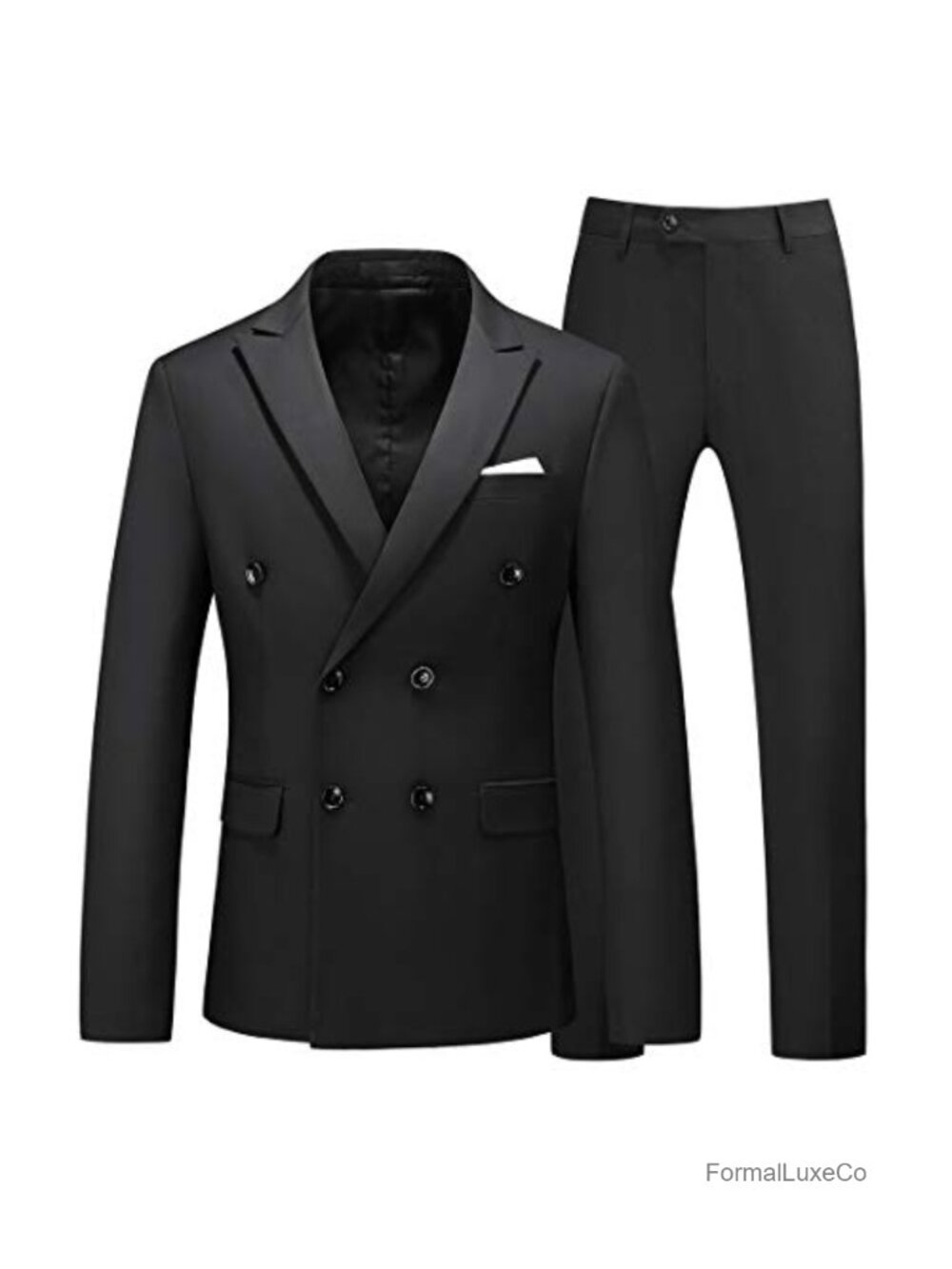 2 Piece Double Breasted Tuxedo Suit Jacket & Pants for Men Slim Fit